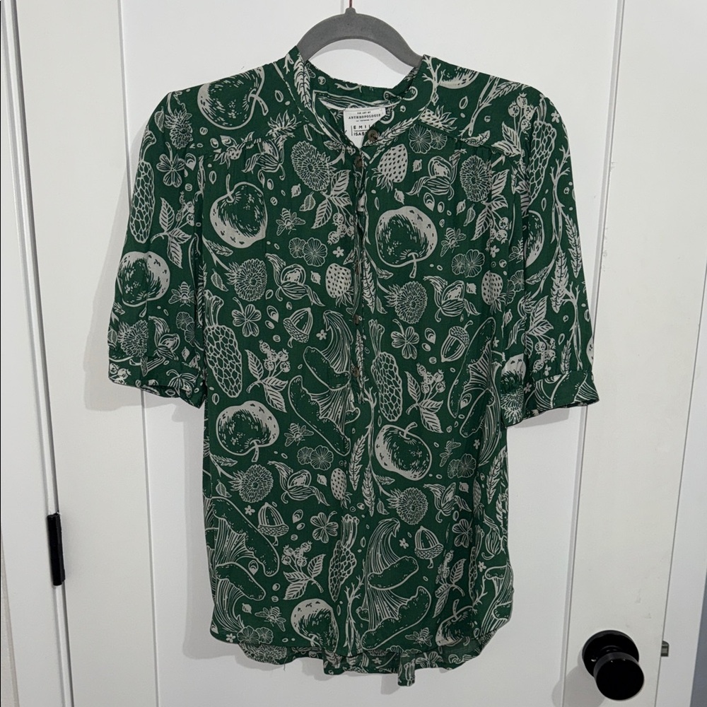 NWT! RARE Anthropologie x Emily Isabella rayon Garden Blouse M